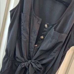 Express Black Sleeveless Romper with Tie Front